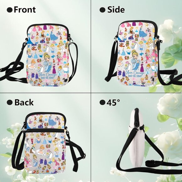 Cartoon Princess Crossbody Bag Water-Resistant Canvas Compact and Durable - Picture 4 of 7